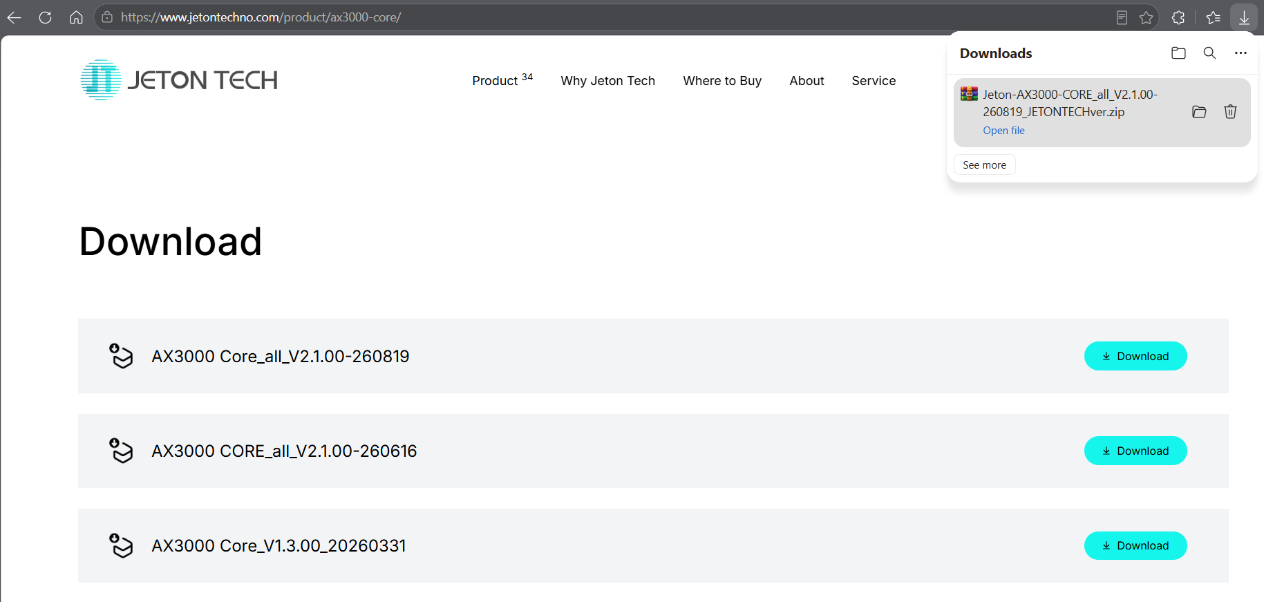How to download firmware from the Jeton Tech official website - Step 4