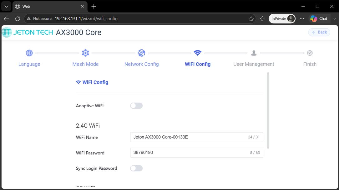 Wizard - WiFi Config